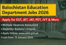 Balochistan Education Department Jobs